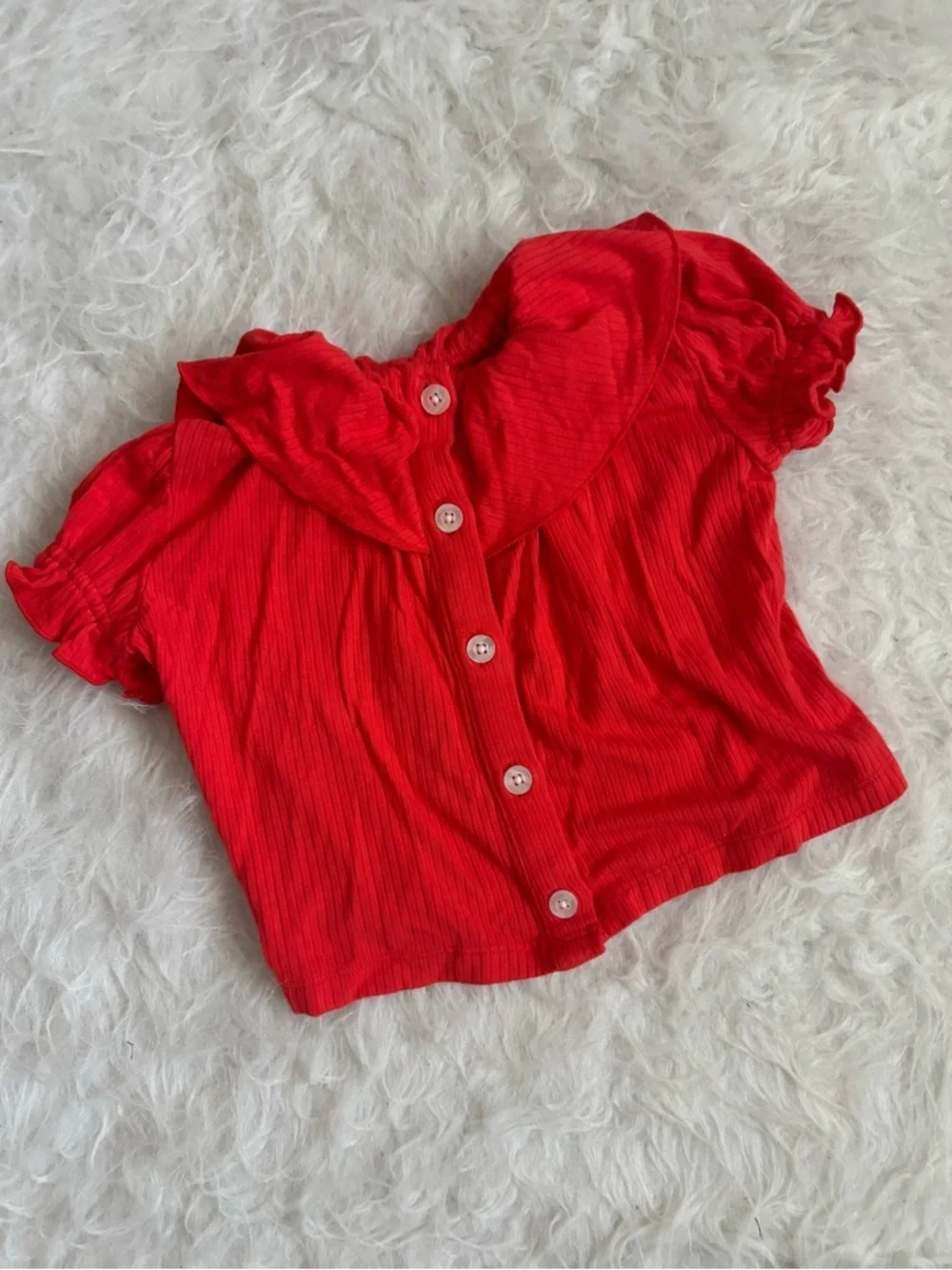 kate quinn Baby Matching Festive Red Ruffled Top & Bloomers Set